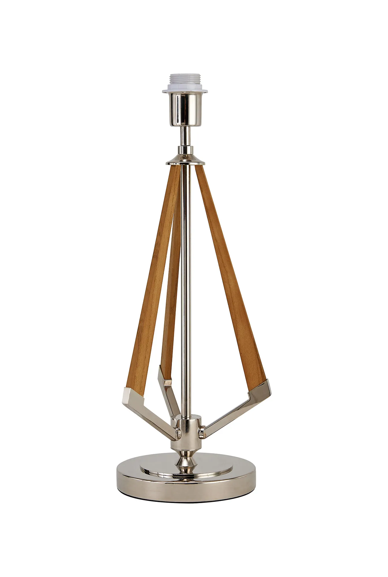 IL32928  Hilton Table Lamp 1 Light E27 Polished Nickel/Taupe Wood